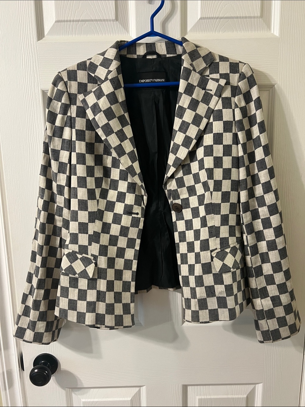 Emporio Armani Black and White Checkerboard Blazer